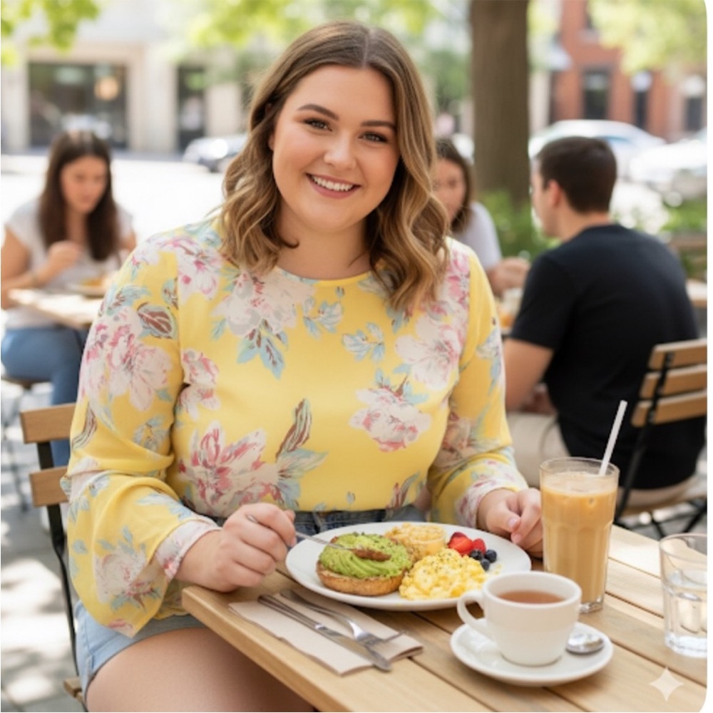Pink Lily Yellow Floral Top w/ Bell Sleeves
